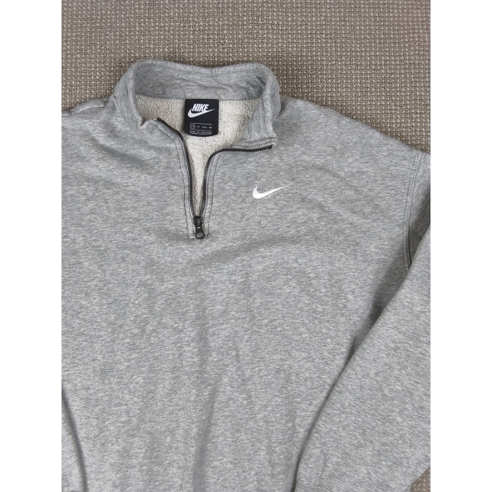 Nike Solo Swoosh 1/4 Zip Pullover Fleece Sweatshirt Heather Grey Men's XS